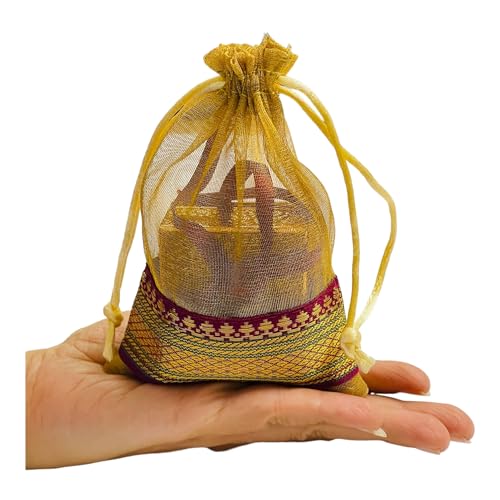 KRIWIN Pack of Thirty Small Size Silk Organza Potli Gift Bags Coin Bags(15 X 10 cm) Drawstring Closure (Gold) - Image 2