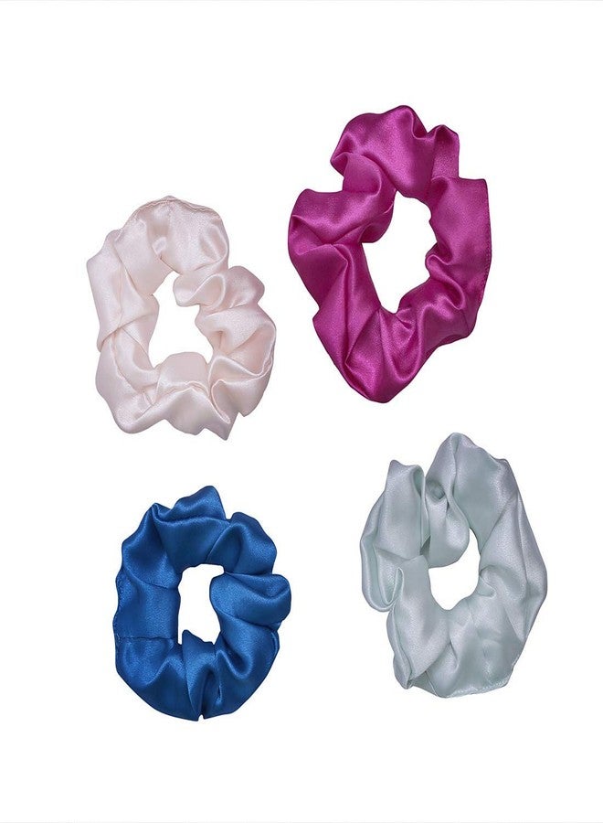 Nnr_Girls Satin Hair Scrunchies Rubber Bands_ Pack Of_4 Pcs_Multicolour_ - Image 1