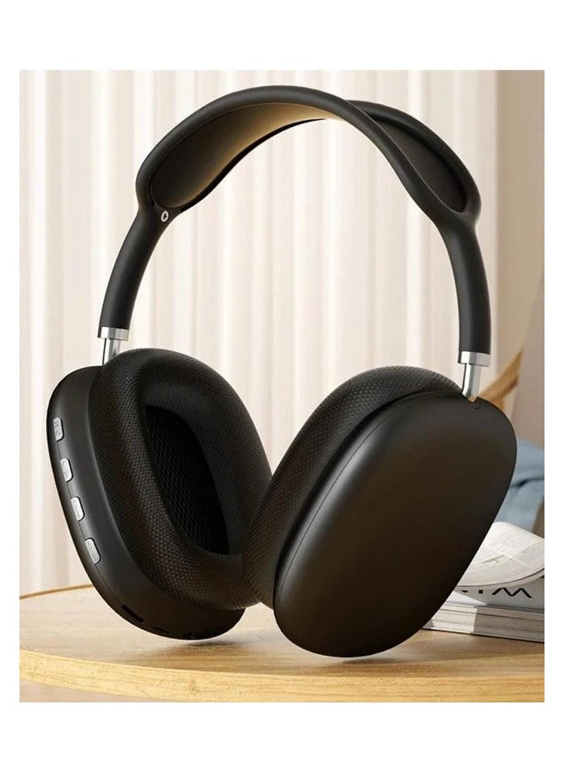 P9 Wireless Over-Ear Bluetooth Headphones with Noise Cancellation & Deep Bass – Foldable Comfortable Design – Black - Image 1