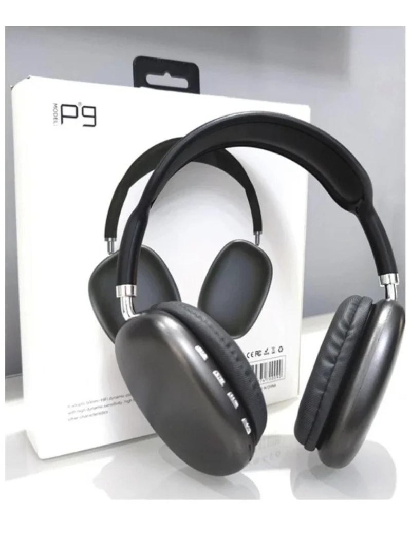 P9 Wireless Over-Ear Bluetooth Headphones with Noise Cancellation & Deep Bass – Foldable Comfortable Design – Black - Image 3