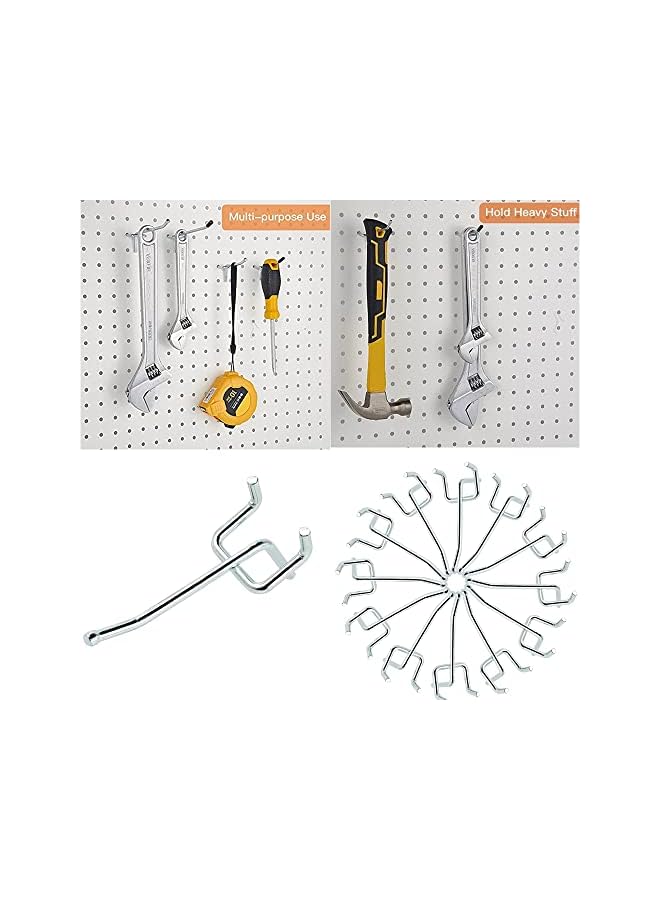 PROMASS promass 40Pcs Metal Hangers Pegboard Hooks, Heavy Duty Metal Peg Board Shelving Hooks 20cm Stainless Steel S Hooks Organizer  - Image 4