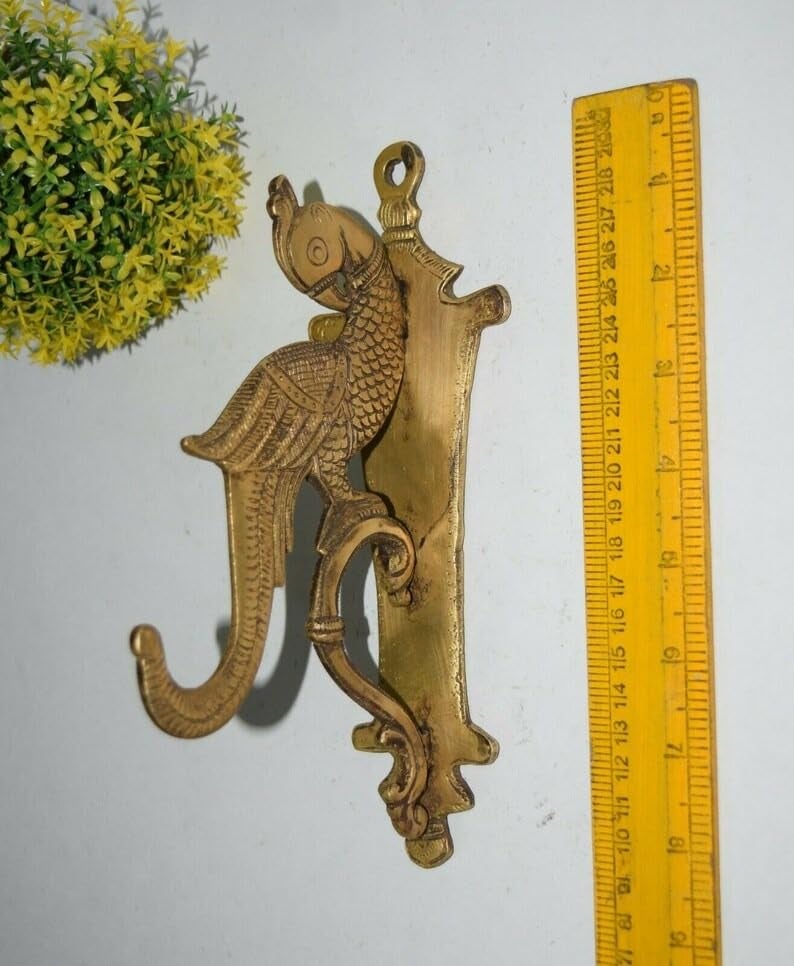 Das Traders Brass Parrot Wall Hook | Echo Bird Wall Towel Hanger | Peacock Shape Bathroom Wall Decor - Image 2