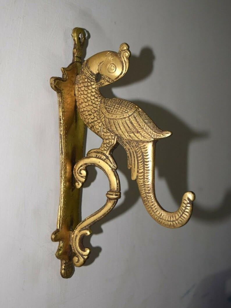 Das Traders Brass Parrot Wall Hook | Echo Bird Wall Towel Hanger | Peacock Shape Bathroom Wall Decor - Image 3