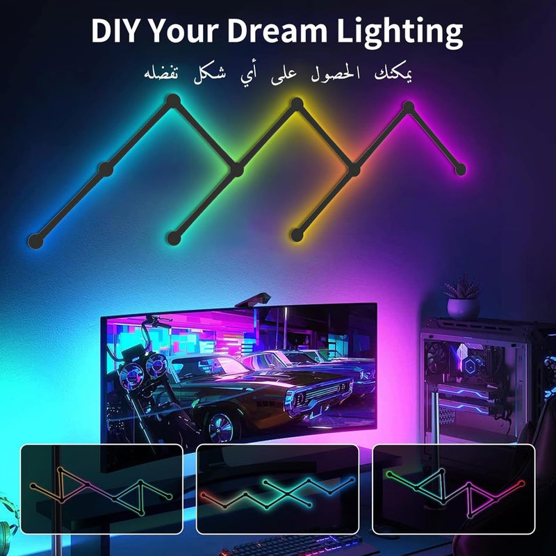 السير كو إل آر أضواء حائط LED ذكية، أضواء ألعاب متزامنة مع الموسيقى، شريط إضاءة RGB قابل للتخصيص، 12 قطعة - Image 3