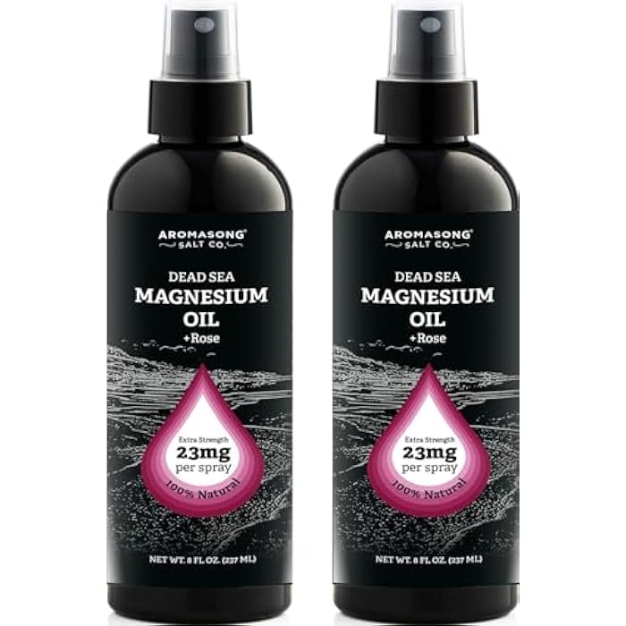 Aromasong Magnesium Spray Rose - Extra Strength 2 Pack of (23mg in Each Spritz) 8 Oz, Natural and Pure Magnesium Oil Spray - Made in The USA - for Leg Discomfort and Promotes a Calm Sleep - Image 1