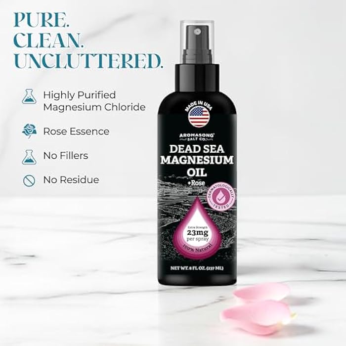 Aromasong Magnesium Spray Rose - Extra Strength 2 Pack of (23mg in Each Spritz) 8 Oz, Natural and Pure Magnesium Oil Spray - Made in The USA - for Leg Discomfort and Promotes a Calm Sleep - Image 3