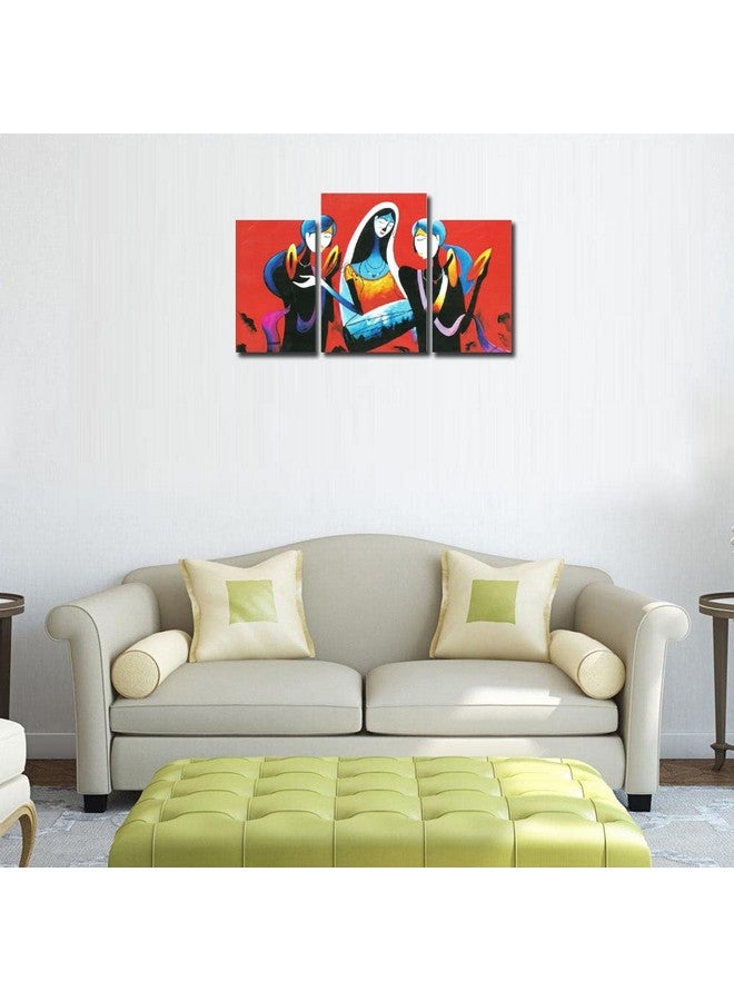 لوحة جدارية من مادة MDF بتصميم Go Hooked/فن معلق/ديكور (28 سم × 9 سم × 28 سم، 3 إطارات، MDF3X-27)