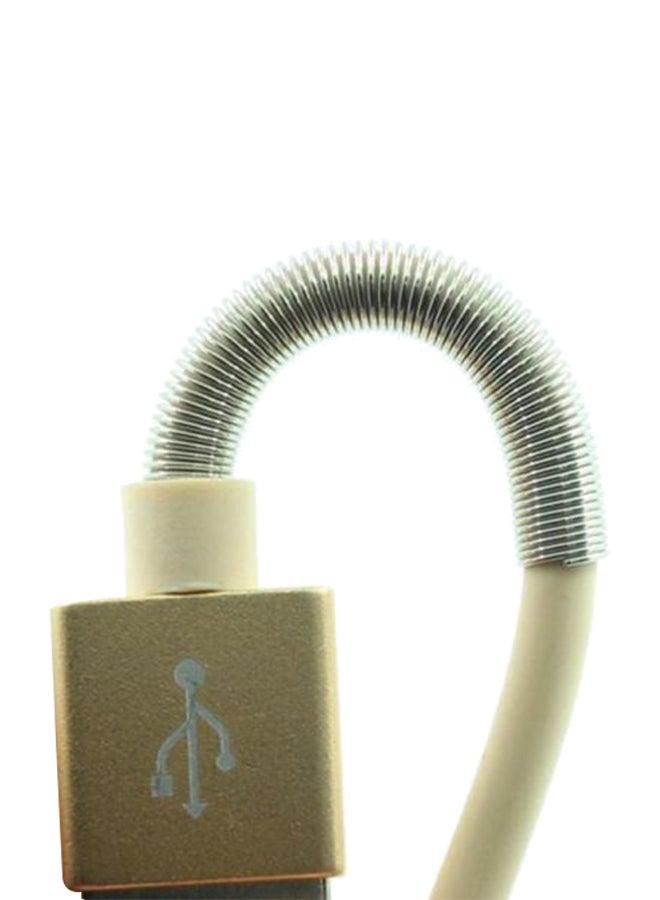 Charging USB Data Cable With Spring Protector White