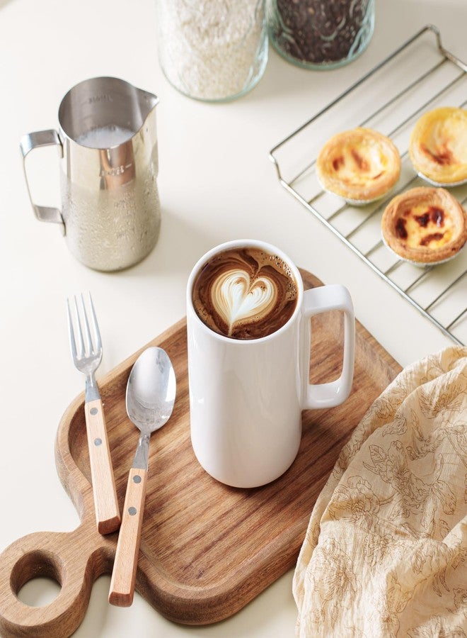 إي-ليو طقم أكواب شاي وقهوة من البورسلين من إي-ليو، أكواب كبيرة سعة 15 أونصة للقهوة والشاي والكاكاو والمشروبات الساخنة، طقم من 6 قطع، أبيض - Image 5