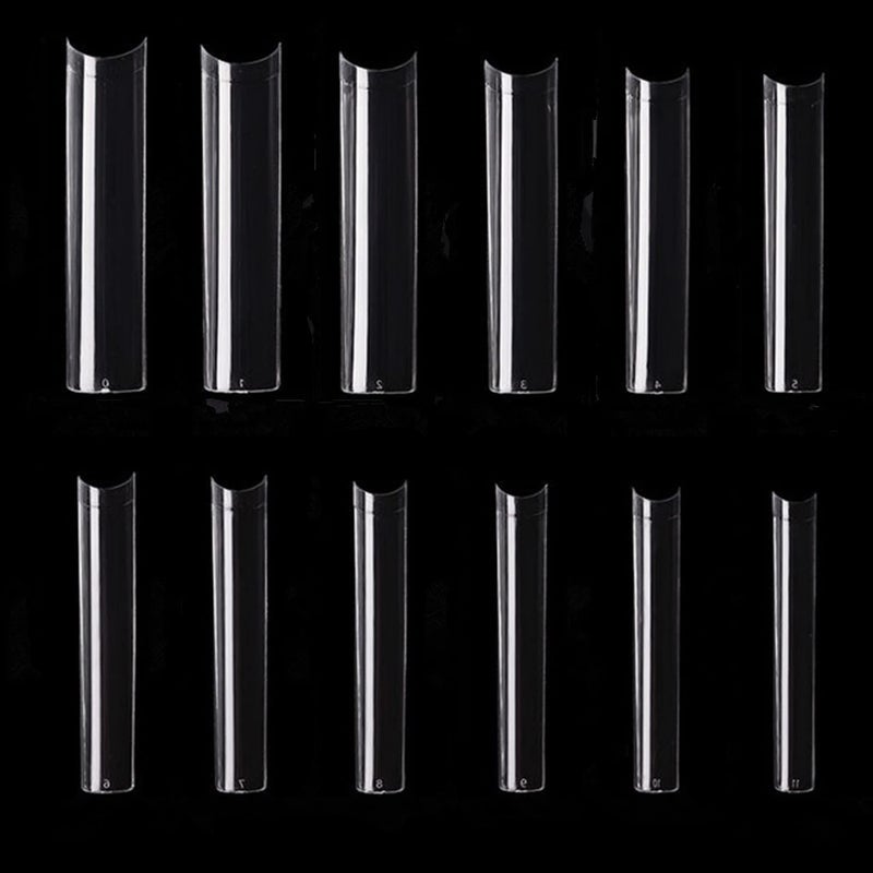 NO C Curve Square Nail Tips  NO C Curve Long Nail Tips  Yimart 600pcs No C Curve XXXL Square Straight False Nail Tips Half Cover Clear Natural Extra Long Fake Nails Clear