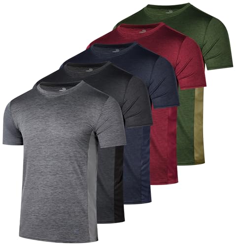 REALESSENTIALS Real Essentials 5 Pack: Youth Dry-Fit Wicking Active Athletic Performance Short Sleeve T-Shirt Boys & Girls Shirts-Set 8,XL (16-18) - Image 1