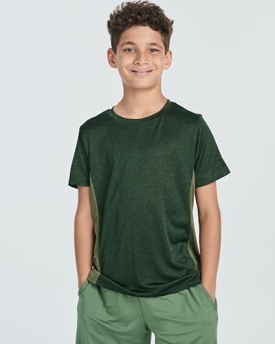 REALESSENTIALS Real Essentials 5 Pack: Youth Dry-Fit Wicking Active Athletic Performance Short Sleeve T-Shirt Boys & Girls Shirts-Set 8,XL (16-18) - Image 2
