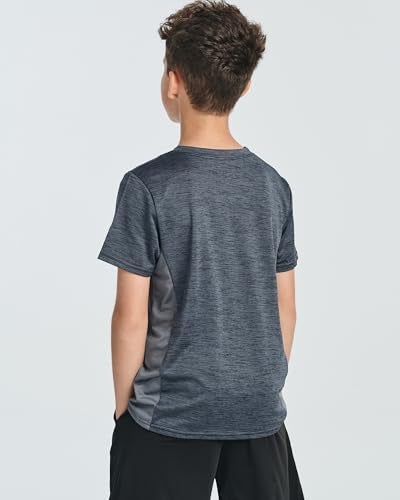 REALESSENTIALS Real Essentials 5 Pack: Youth Dry-Fit Wicking Active Athletic Performance Short Sleeve T-Shirt Boys & Girls Shirts-Set 8,XL (16-18) - Image 4