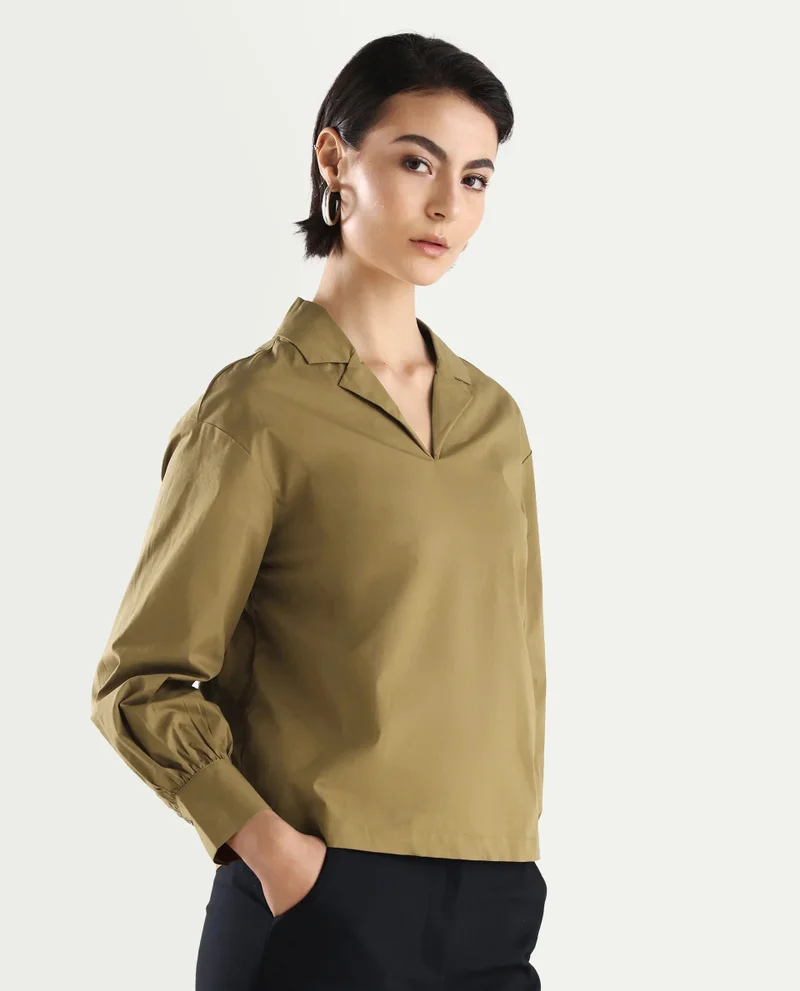 Rareism Women's Lapel Neck Top
