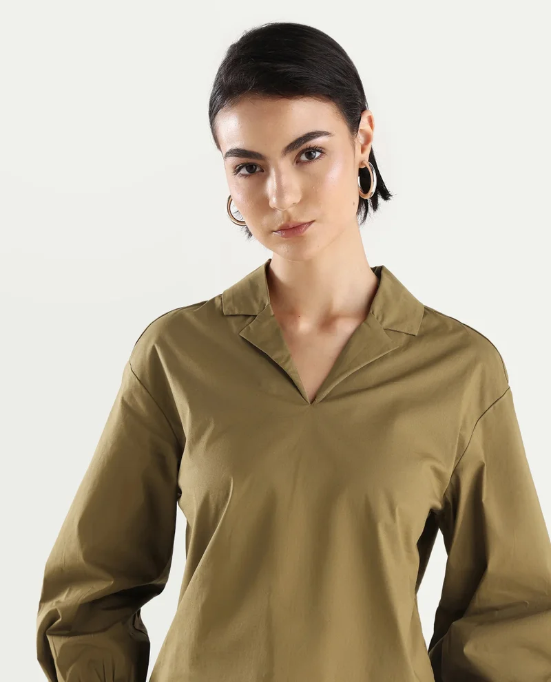 Rareism Women's Lapel Neck Top