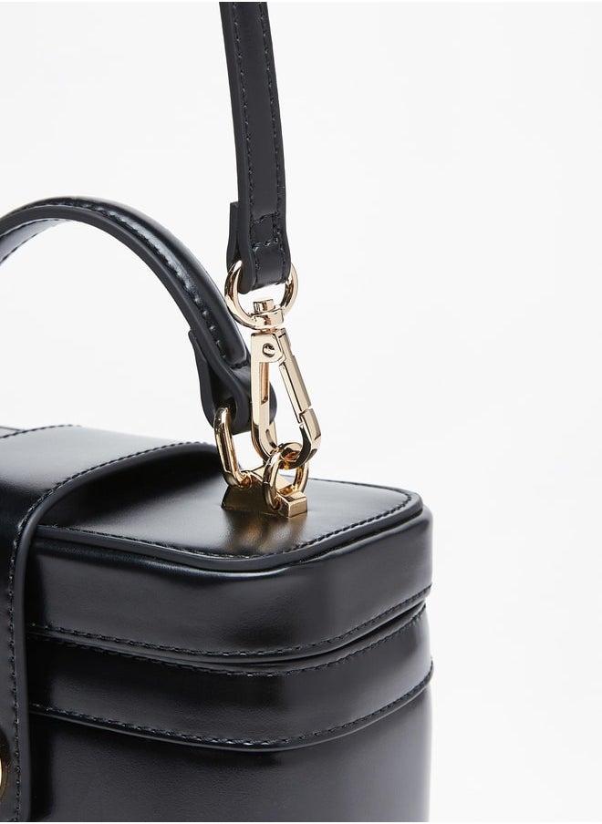Celeste - Women's Solid Box Shaped Satchel Bag with Top Handle and Detachable Strap - Image 1