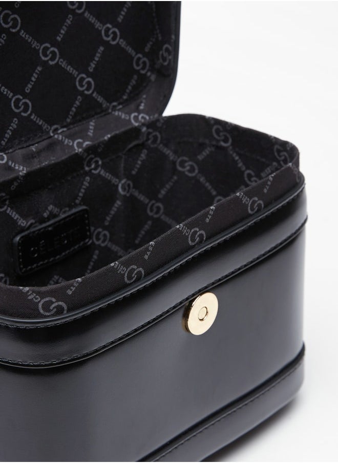 Celeste - Women's Solid Box Shaped Satchel Bag with Top Handle and Detachable Strap - Image 1