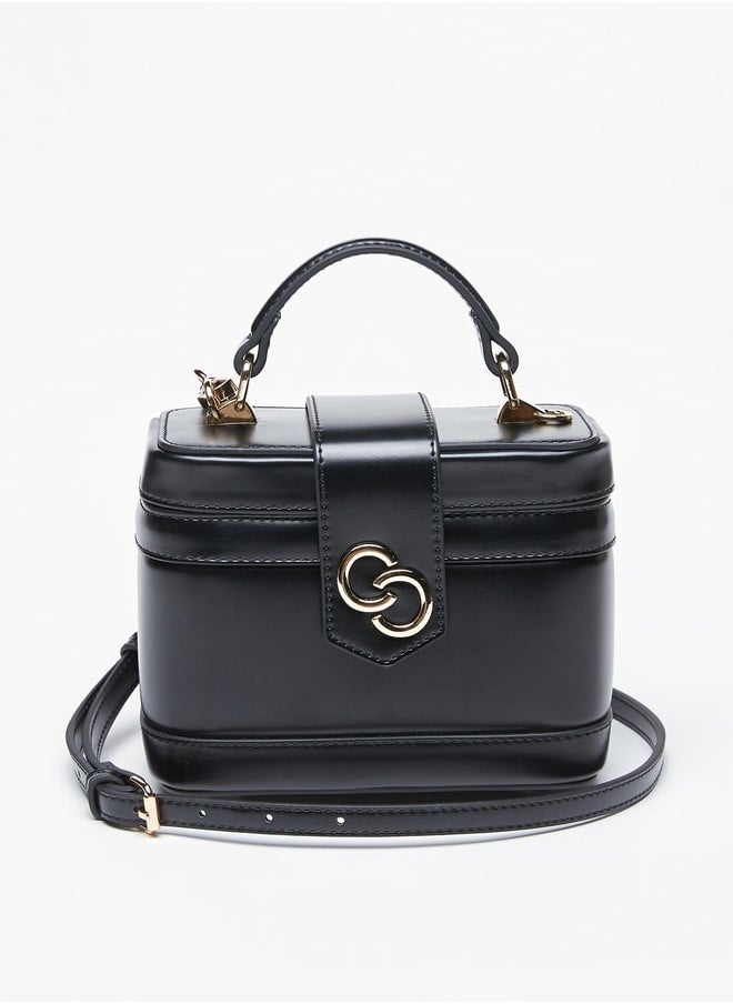Celeste - Women's Solid Box Shaped Satchel Bag with Top Handle and Detachable Strap - Image 1