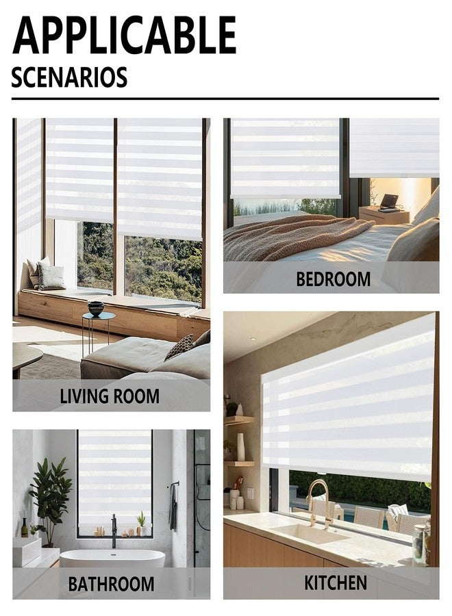 KALYSIE Cordless Zebra Blinds for Windows, Free-Stop Pull Down Roller Window Shades with Valance, Light Filtering Dual Layers Sheer Shades for Home and Office, White, 20" W x 72" H - Image 3