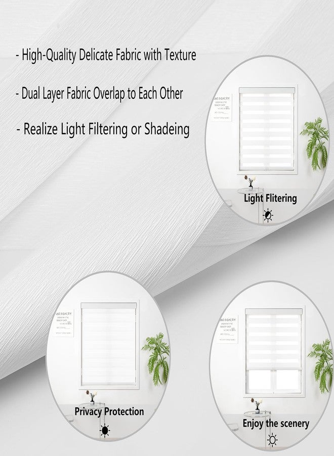 KALYSIE Cordless Zebra Blinds for Windows, Free-Stop Pull Down Roller Window Shades with Valance, Light Filtering Dual Layers Sheer Shades for Home and Office, White, 20" W x 72" H - Image 2