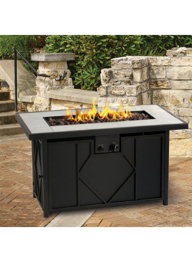 LIVING ACCENTS Rectangular Rust Resistant Gas Fire Pit Black and Brown 24 x 24 x 42 Inch - Image 4