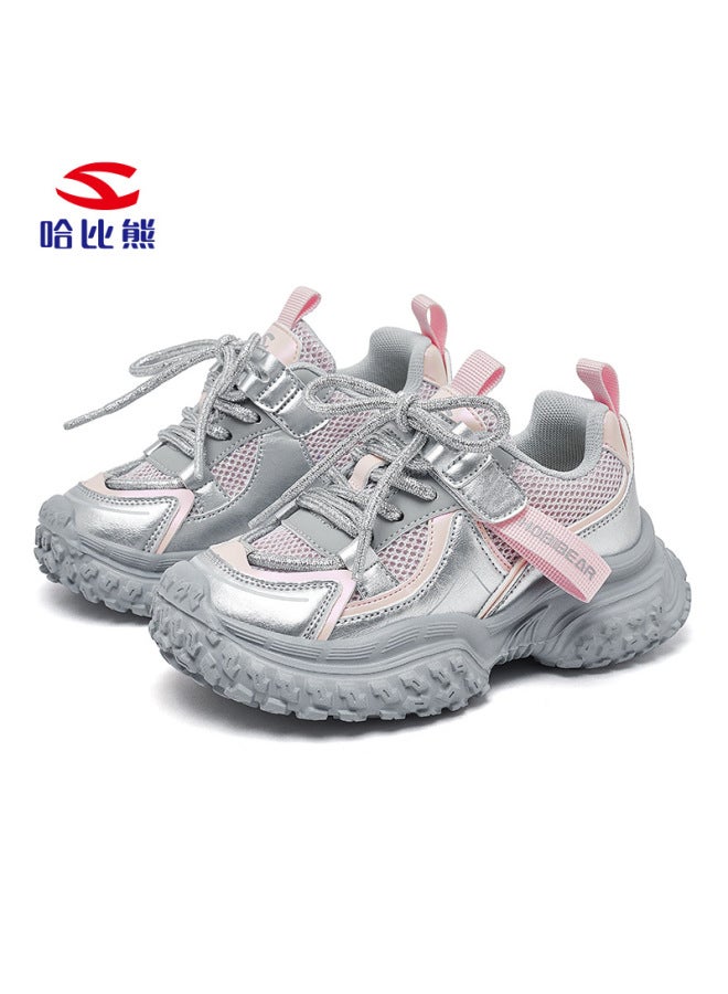 Habibie Bear Spring And Autumn Double Net Children's Sneaker Breathable School Girls Torre Shoes Cushioning Casual Shoes A Generation Of Hair