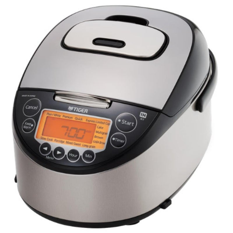 Tiger JKTD MultiFunctional Induction Heating IH Electric Rice Cooker with 12 Cooking Settings Silver Black