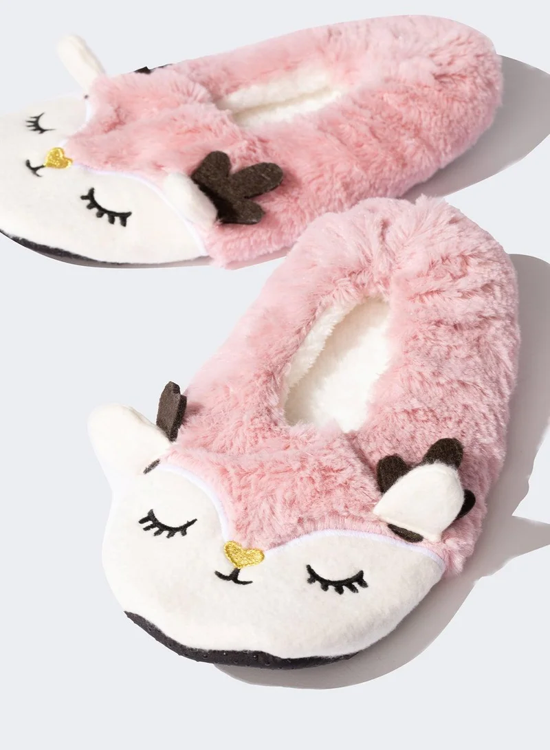 DeFacto Reindeer-Themed Plush Slippers