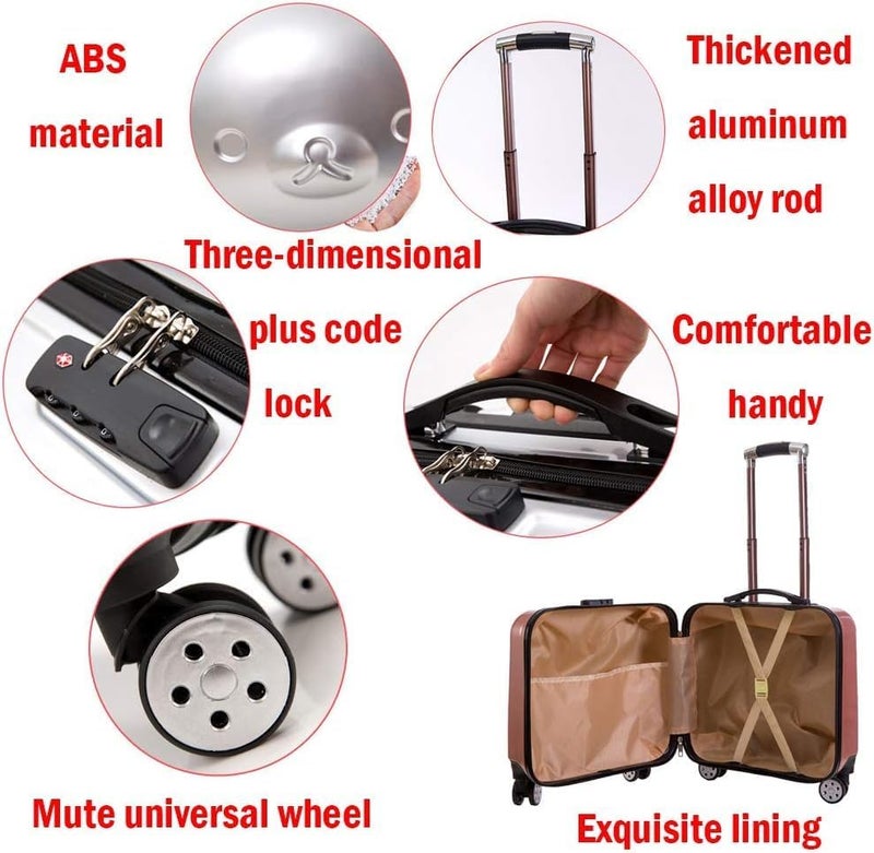 TONSYL حقيبة سفر كرتونية مع حقيبة يد حقيبة ترولي للبنات حقائب الأمتعة معتمدة من شركات الطيران تحت المقعد حقيبة كابين صلبة صغيرة حقائب حمل بعجلات دوارة 360° مع موافقة TSA - Image 3
