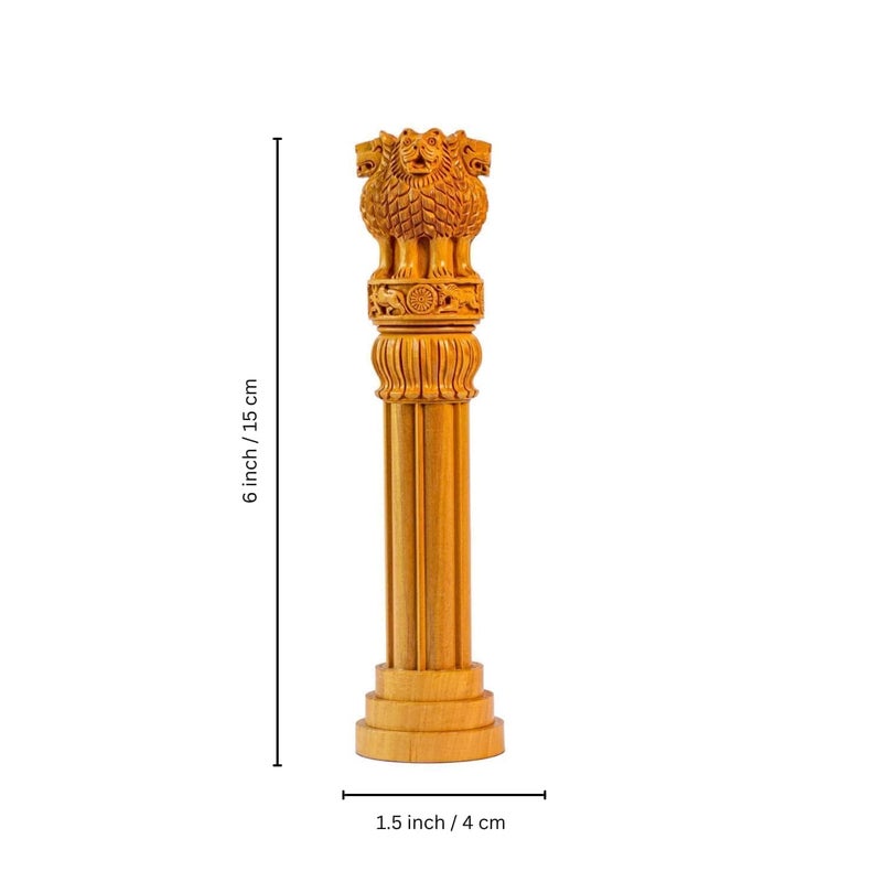 Generic Kanhaji Creations Wooden Ashoka Stambh Desk Ashoka Pillar Ideal for Advocate Tabel Office Home Decor Showpiece Best for Gifting Purpose  - Image 2