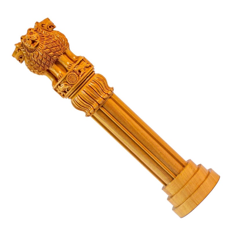 Generic Kanhaji Creations Wooden Ashoka Stambh Desk Ashoka Pillar Ideal for Advocate Tabel Office Home Decor Showpiece Best for Gifting Purpose  - Image 3