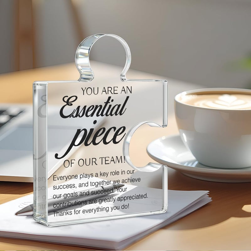 Yigaue Team Appreciation Gifts Thank You Gift for Coworkers Colleagues Employees, Best Team Ever Gifts You Are an Essential Piece Acrylic Puzzle Piece Plaque Office Decor - Image 4