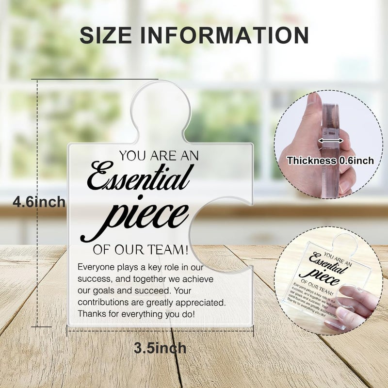 Yigaue Team Appreciation Gifts Thank You Gift for Coworkers Colleagues Employees, Best Team Ever Gifts You Are an Essential Piece Acrylic Puzzle Piece Plaque Office Decor - Image 2