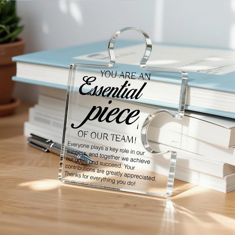 Yigaue Team Appreciation Gifts Thank You Gift for Coworkers Colleagues Employees, Best Team Ever Gifts You Are an Essential Piece Acrylic Puzzle Piece Plaque Office Decor - Image 5