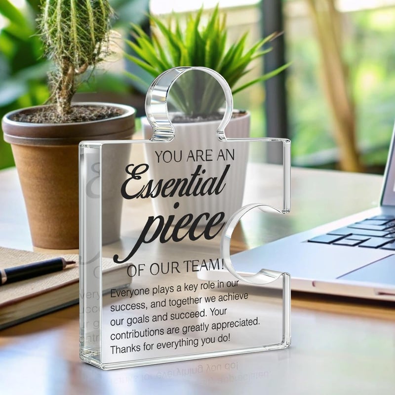 Yigaue Team Appreciation Gifts Thank You Gift for Coworkers Colleagues Employees, Best Team Ever Gifts You Are an Essential Piece Acrylic Puzzle Piece Plaque Office Decor - Image 3