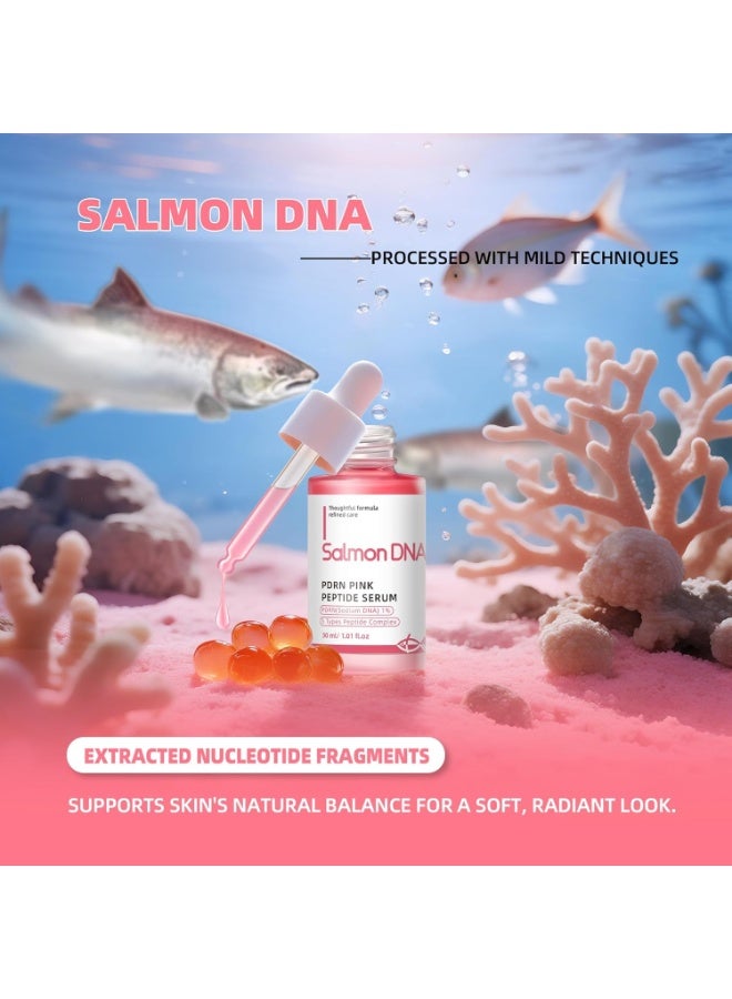 Salmon DNA Serum, PDRN Pink Peptide Serum with PDRN & Peptides Complex, Hydrating Face Serums for Soothing, Moisturizing, Calming, Revitalizing Skin, Korean Skincare, 30ml/1.01 fl.oz - Image 3