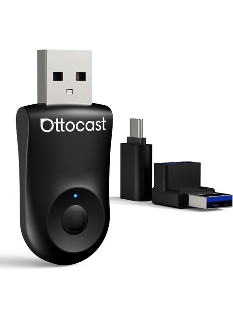 OTTOCAST Mini 2in1 Wireless Carplay Adapter for Apple iPhone with GPS Passthrough, Android Auto Car Adapter, Plug & Play, Convert Wired to Wireless Car Play Dongle to USB& USB-C, No Delay