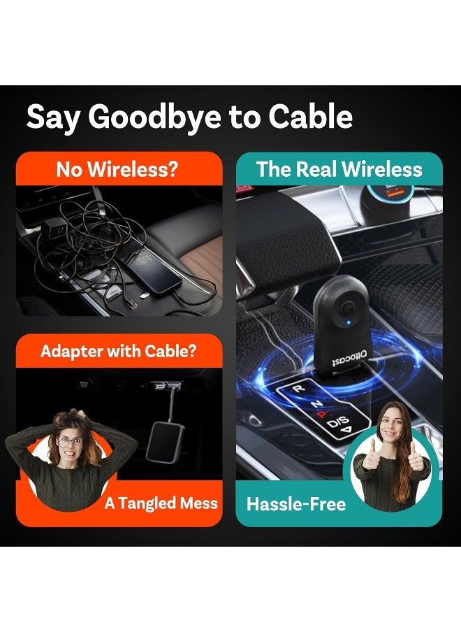 OTTOCAST Mini 2in1 Wireless Carplay Adapter for Apple iPhone with GPS Passthrough, Android Auto Car Adapter, Plug & Play, Convert Wired to Wireless Car Play Dongle to USB& USB-C, No Delay