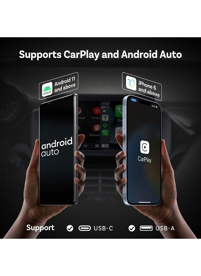 OTTOCAST Mini 2in1 Wireless Carplay Adapter for Apple iPhone with GPS Passthrough, Android Auto Car Adapter, Plug & Play, Convert Wired to Wireless Car Play Dongle to USB& USB-C, No Delay