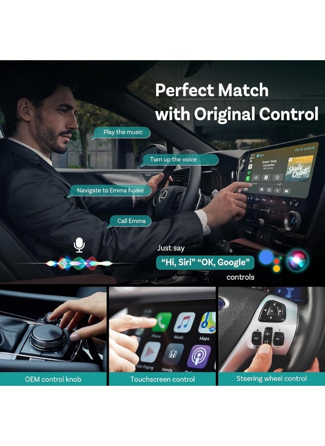 OTTOCAST Mini 2in1 Wireless Carplay Adapter for Apple iPhone with GPS Passthrough, Android Auto Car Adapter, Plug & Play, Convert Wired to Wireless Car Play Dongle to USB& USB-C, No Delay