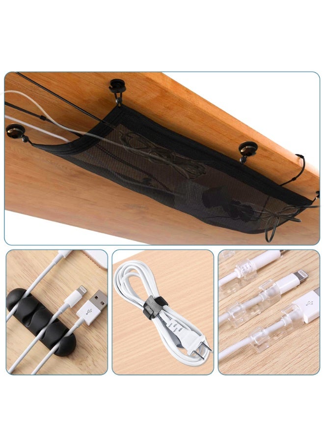 منظم أسلاك تحت المكتب، شبكة تنظيم الكابلات، 25.2 بوصة × 9.8 بوصة، يتضمن شبكة كابل واحدة، 6 خطافات و6 براغي، حل تخزين أسلاك مكتب غير مرئي لإخفاء الأسلاك في إعدادات المكتب المنزلي (أسود) - Image 4