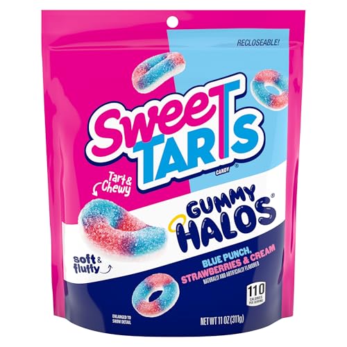 SweeTARTS Halos Candy Blue Punch and Strawberries and Cream Tart and Chewy Soft and Fluffy 11 oz - Image 1