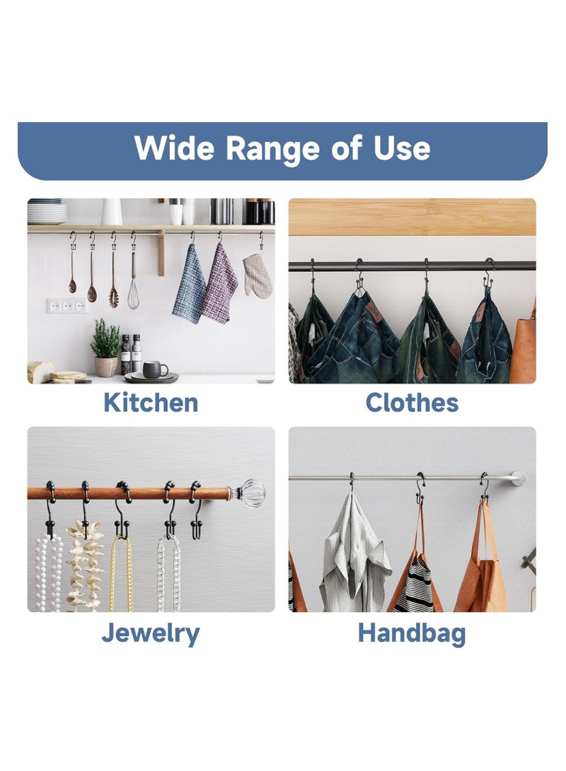 Black Shower Curtain Hooks Rings, Rust-Resistant Metal Double Glide Shower Hooks for Bathroom Shower Rods Curtains, Set of 12 Hooks  - Image 4