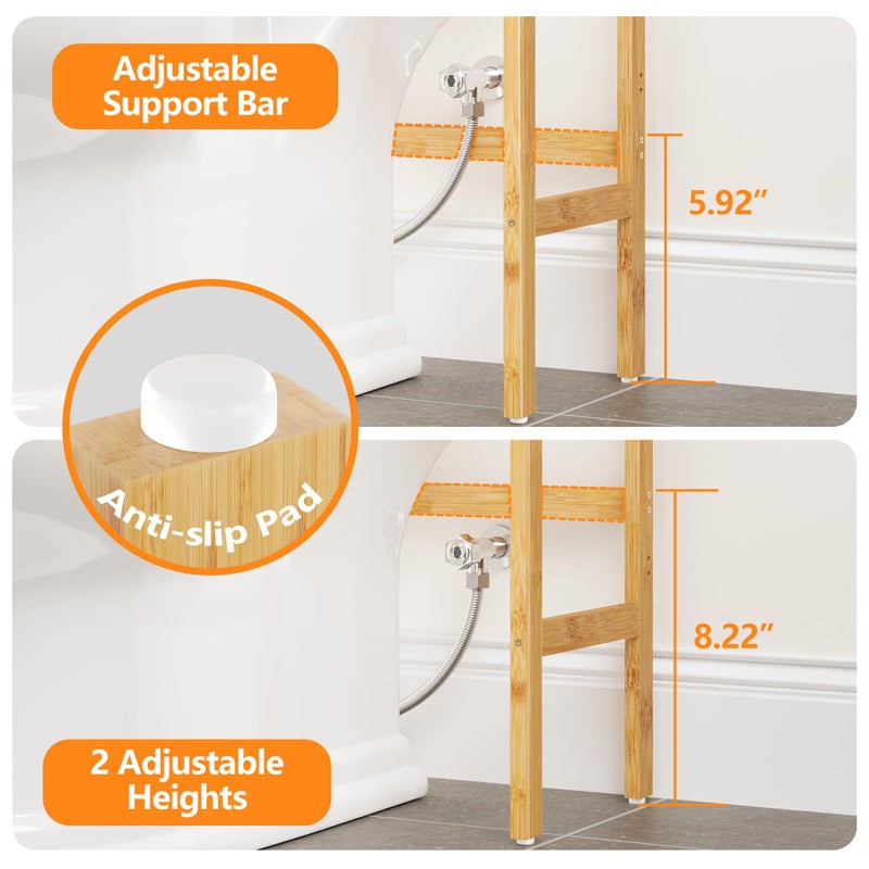 AMBIRD Over The Toilet Storage, 3-Tier Bathroom Organizer Over Toilet with Sturdy Bamboo Shelves,Multifunctional Toilet Shelf,Easy to Assemble and Saver Space, 25 * 10 * 64 Inches (Original Color) - Image 3