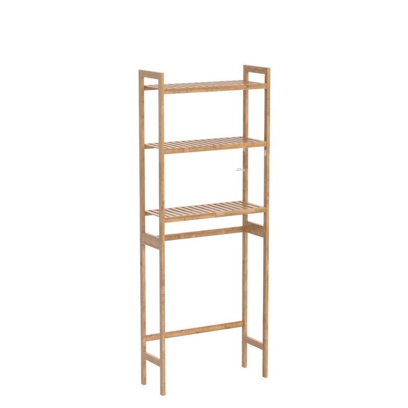 AMBIRD Over The Toilet Storage, 3-Tier Bathroom Organizer Over Toilet with Sturdy Bamboo Shelves,Multifunctional Toilet Shelf,Easy to Assemble and Saver Space, 25 * 10 * 64 Inches (Original Color) - Image 4