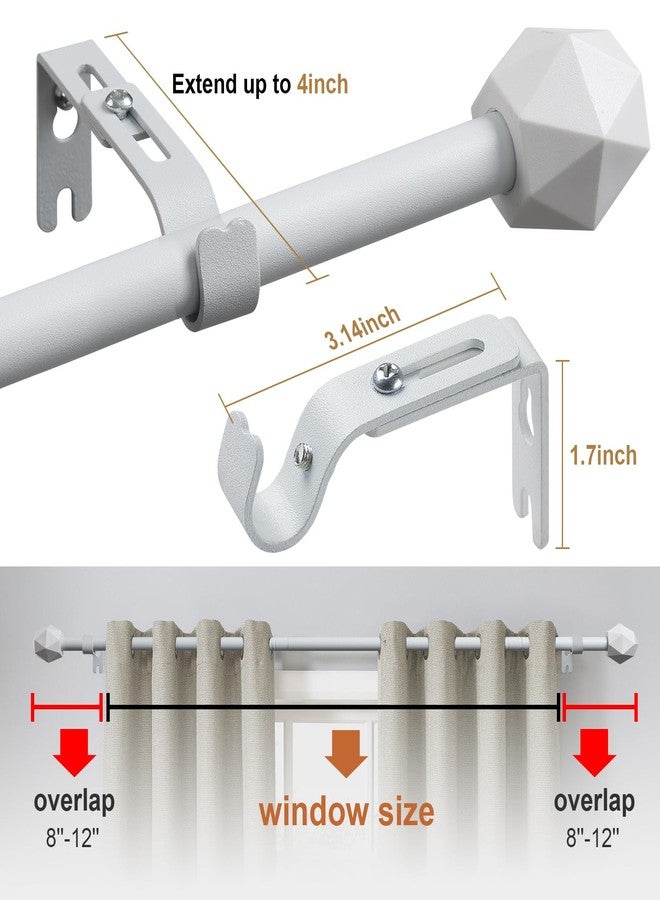 FLY HAWK Curtain Rods, 28" to 62" for Windows Small Curtain Rod Set, Modern Simplicity Decorative Style 5/8 Inch Metal Curtain Pole, Heavy Duty Drapery Rods with Brackets White - Image 3