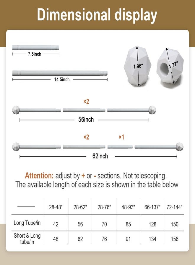 FLY HAWK Curtain Rods, 28" to 62" for Windows Small Curtain Rod Set, Modern Simplicity Decorative Style 5/8 Inch Metal Curtain Pole, Heavy Duty Drapery Rods with Brackets White - Image 4