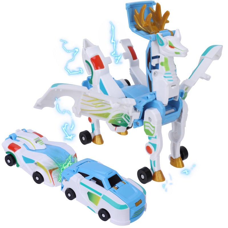 SOYUOI 2in1 Transforming Mars Deer Car Toy Magnetic Collision Robot and Dinosaur Deformation Action Figure for Kids Exciting Gift for Boys Girls Ideal for Birthdays and Christmas Blue - Image 3