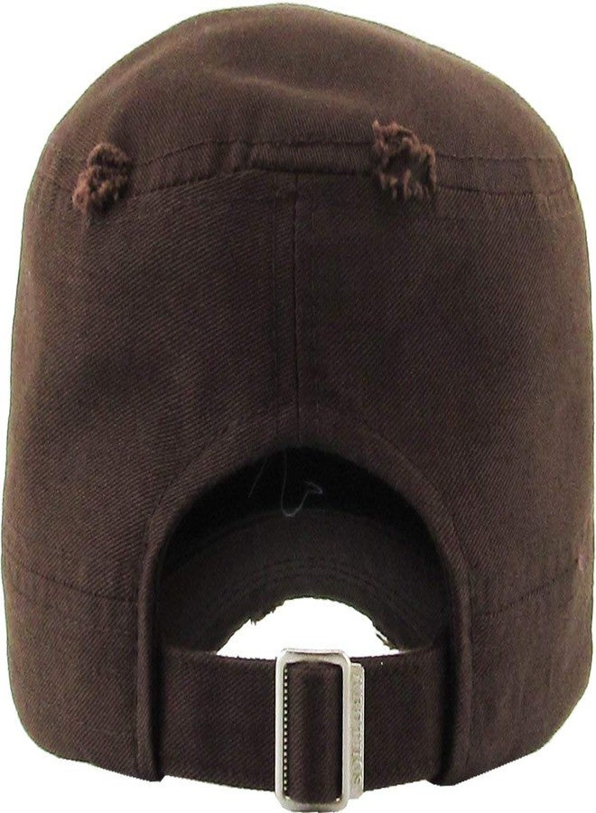 KBETHOS Vintage Distressed Cadet Army Cap Basic Everyday Military Style Hat, Brown Vintage Distressed, One size - Image 5