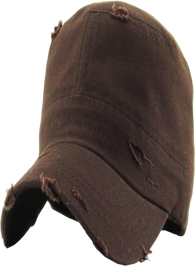 KBETHOS Vintage Distressed Cadet Army Cap Basic Everyday Military Style Hat, Brown Vintage Distressed, One size - Image 1